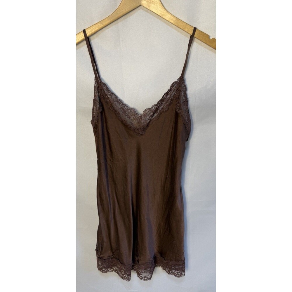 Intimissimi Silk Lace Trim Top Size Mocha Brown Camisole V-Neck Fairy Boho